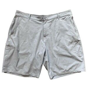 AFTCO Chino Shorts Mens Light Gray Fishing Outdoor Size 38 Unlined 9” Inseam
